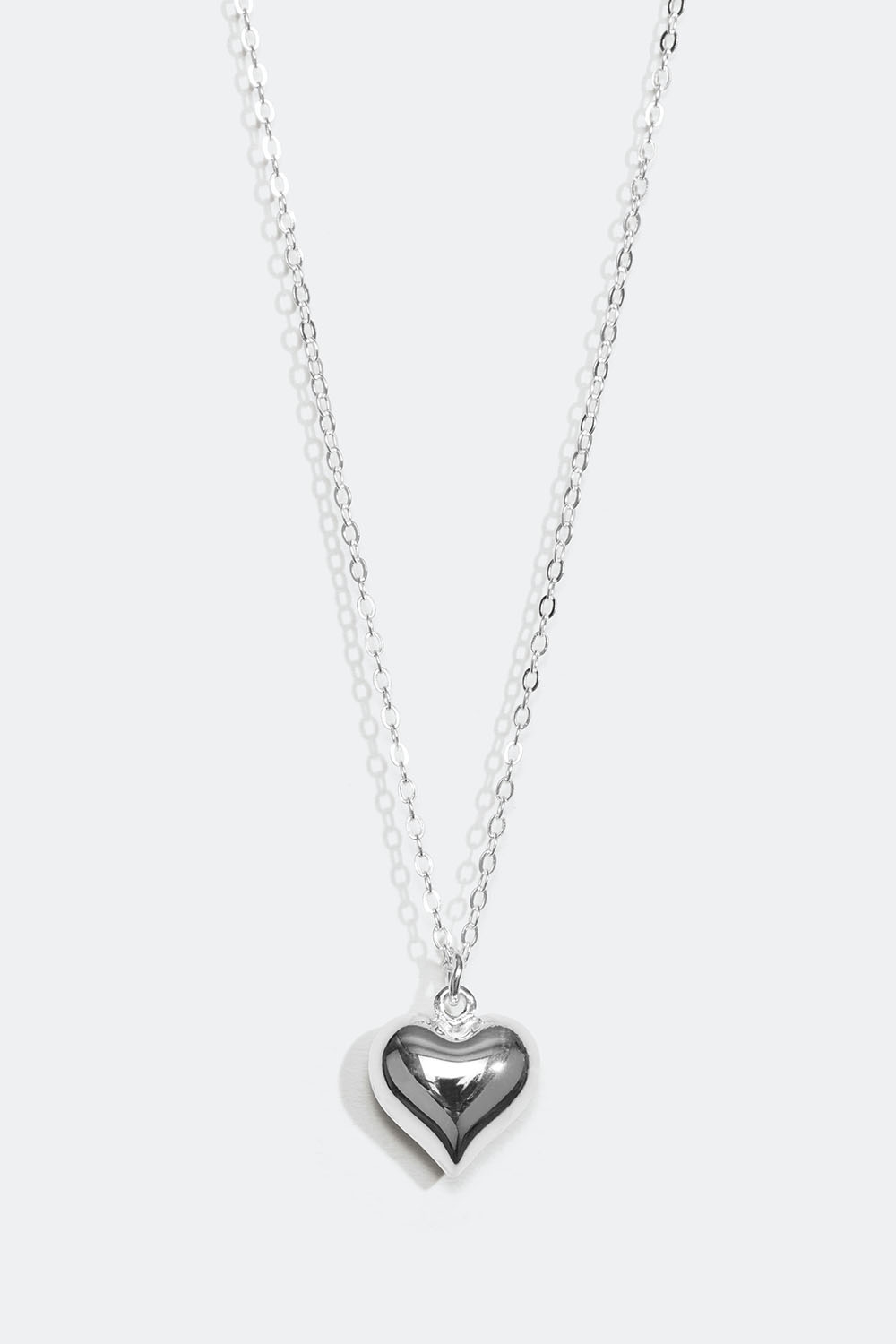 Halsband i äkta silver med chunky hjärta i gruppen Äkta silver / Silverhalsband / Halsband i äkta silver med hänge hos Glitter (554000761001)