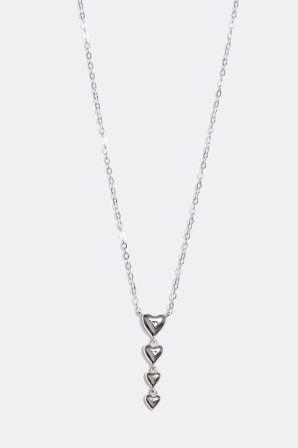 Halsband i äkta silver med hängande hjärtan i gruppen Äkta silver / Silverhalsband / Halsband i äkta silver med hänge hos Glitter (554000771001)