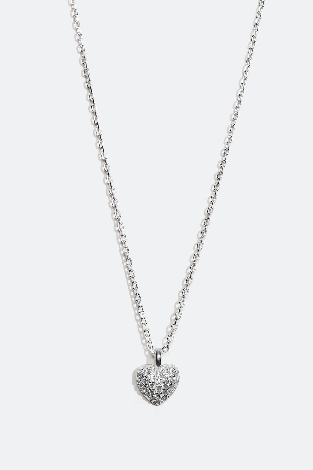 Halsband i äkta silver med hjärta och Cubic Zirconia i gruppen Äkta silver / Silverhalsband / Halsband i äkta silver med hänge hos Glitter (554000781001)