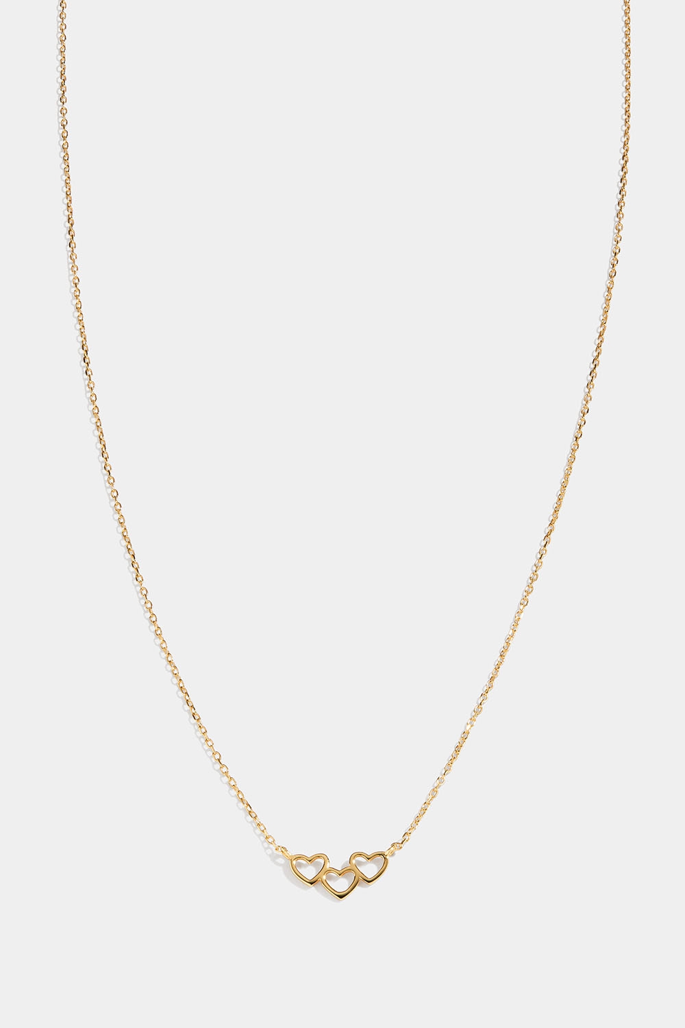 Halsband i 18k guldpläterat silver med tre hjärtan i gruppen 18k Guldpläterat silver / Halsband i 18k guld hos Glitter (554001082002)