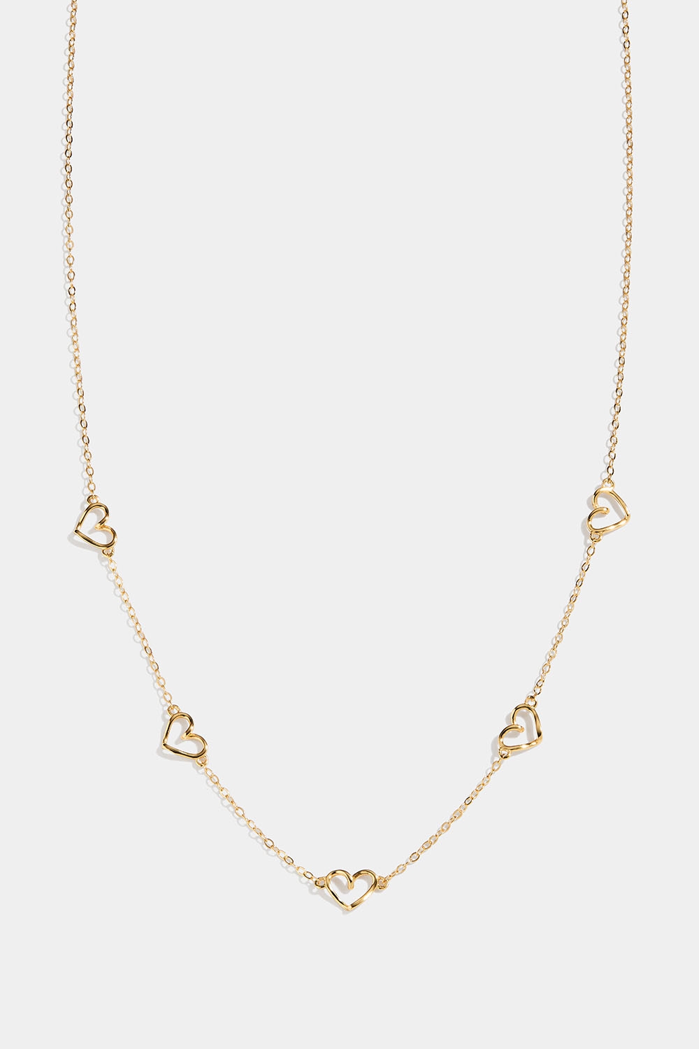 Halsband i 18k guldpläterat silver med fem hjärtan i gruppen 18k Guldpläterat silver / Halsband i 18k guld hos Glitter (554001092002)