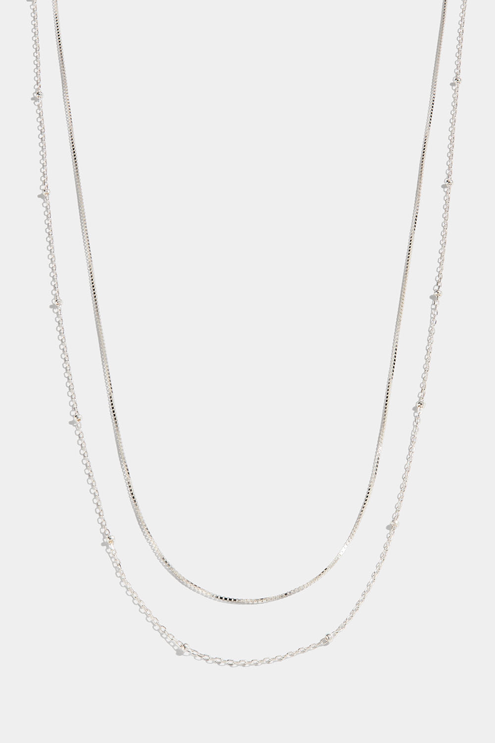 Dubbelhalsband i äkta silver med minikulor i gruppen Äkta silver / Silverhalsband / Halskedjor i äkta silver hos Glitter (554001281001)