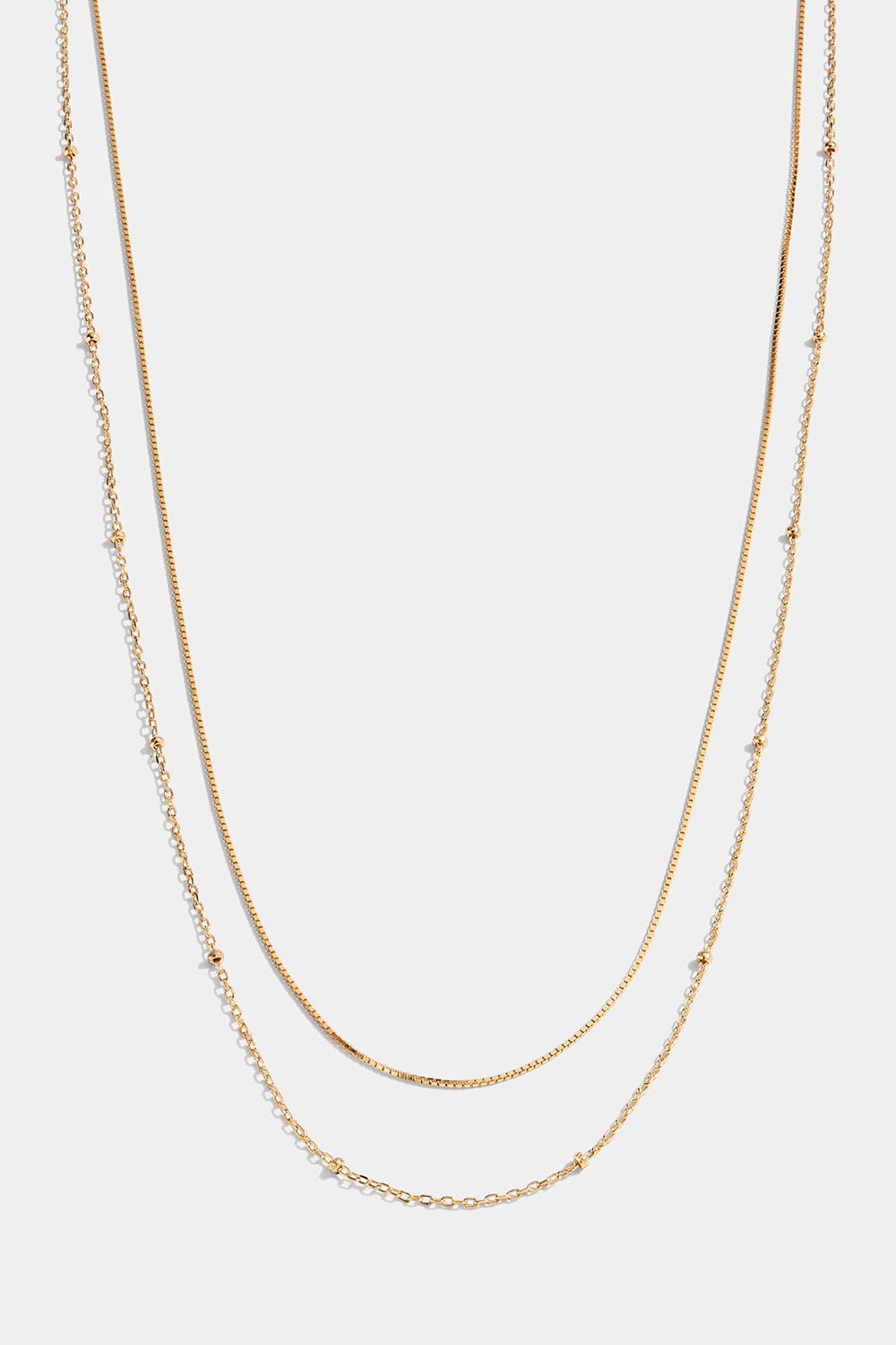 Dubbelhalsband i 18k guldpläterat silver med minikulor i gruppen 18k Guldpläterat silver / Halsband i 18k guld hos Glitter (554001282002)