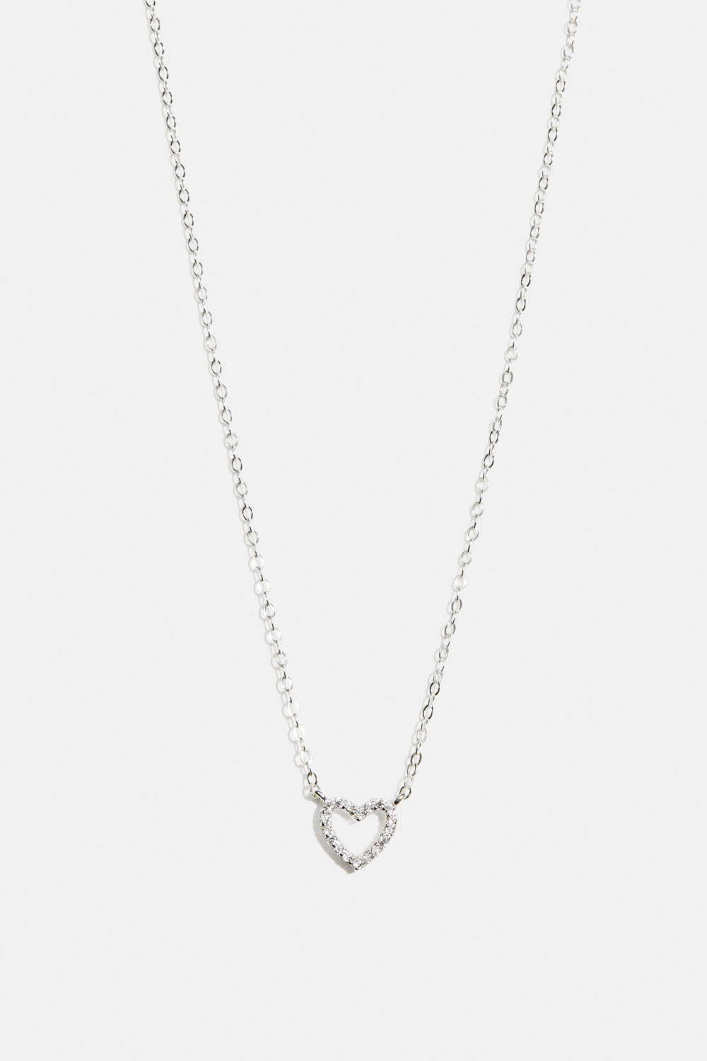 Halsband i äkta silver med hjärthänge och Cubic zirconia i gruppen Äkta silver / Silverhalsband / Halsband i äkta silver med hänge hos Glitter (554001351001)