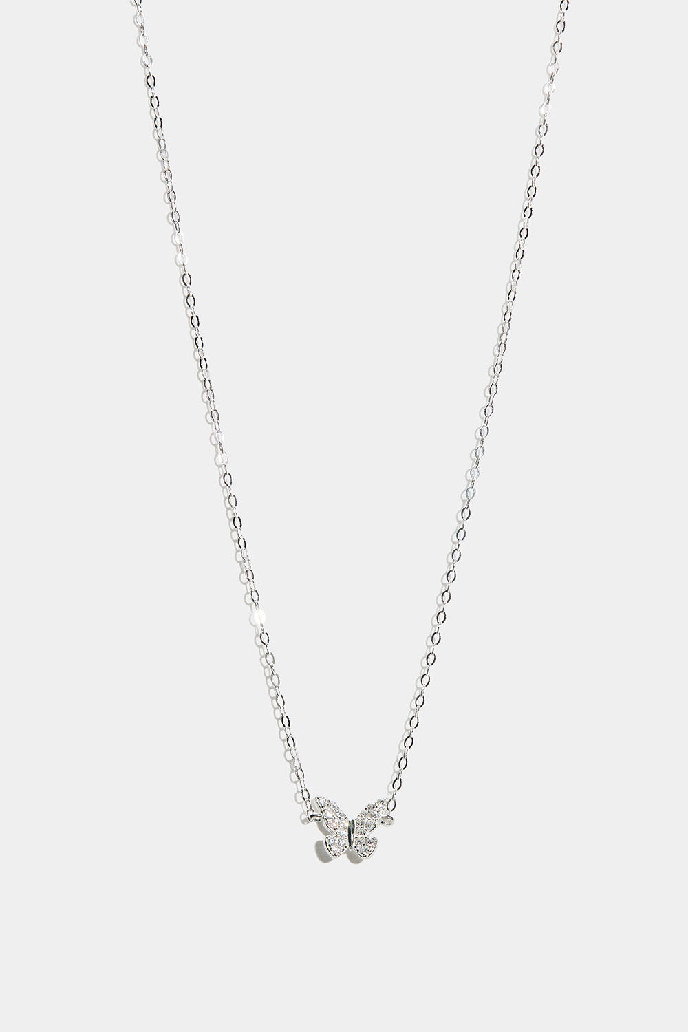 Halsband i äkta silver med fjäril och Cubic Zirconia i gruppen Äkta silver / Silverhalsband / Halsband i äkta silver med hänge hos Glitter (554001411001)