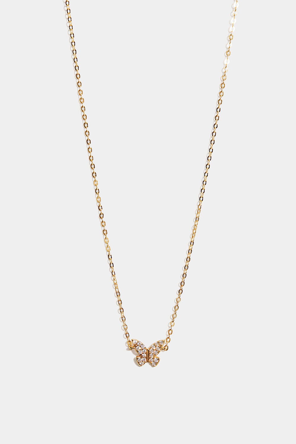 Halsband i 18k guldpläterat äkta silver med fjäril och Cubic Zirconia i gruppen Guldpläterat äkta silver / Guldpläterade halsband hos Glitter (554001412002)