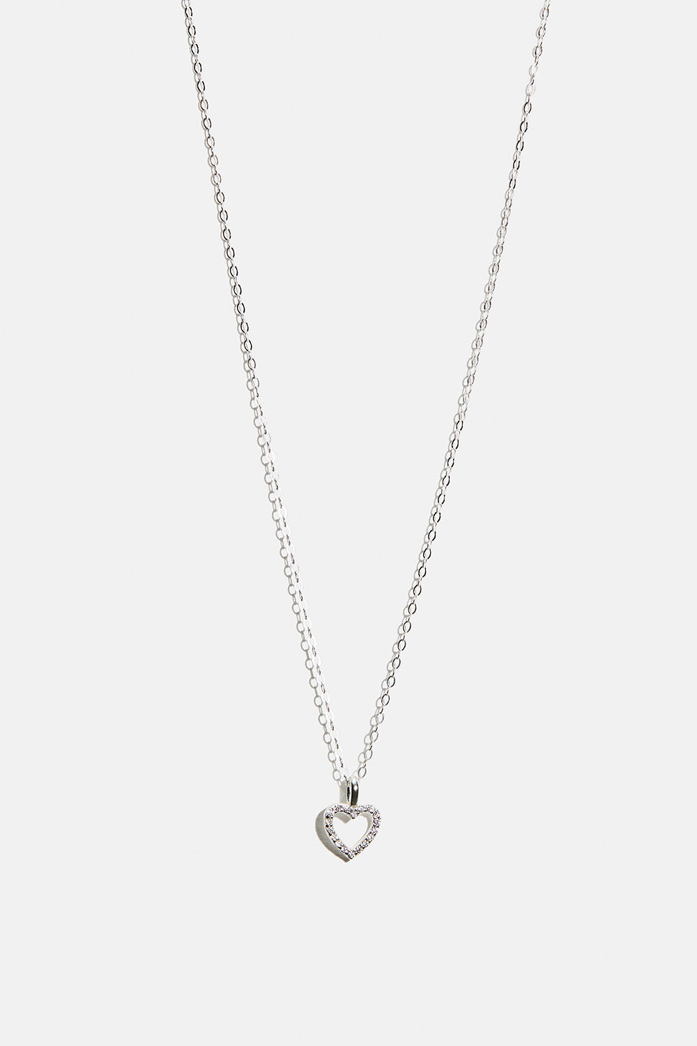 Halsband i äkta silver med hjärta och Cubic Zirconia stenar i gruppen Äkta silver / Silverhalsband / Halsband i äkta silver med hänge hos Glitter (554004241001)