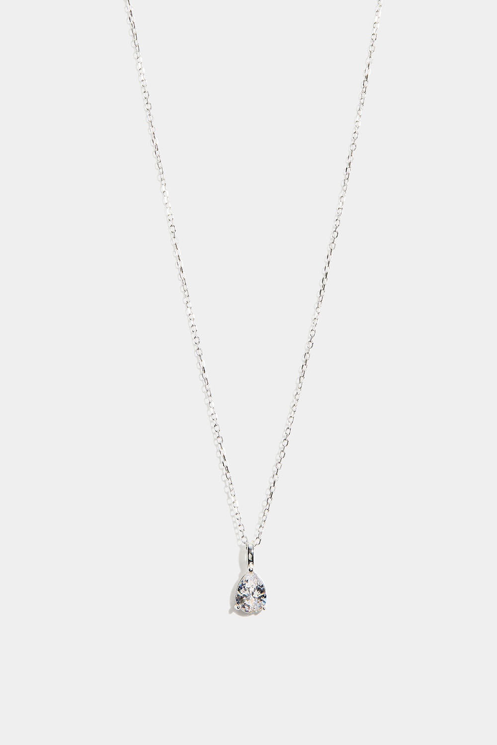 Halsband i äkta silver med droppformat Cubic Zirconia-hänge i gruppen Äkta silver / Silverhalsband hos Glitter (554004371001)