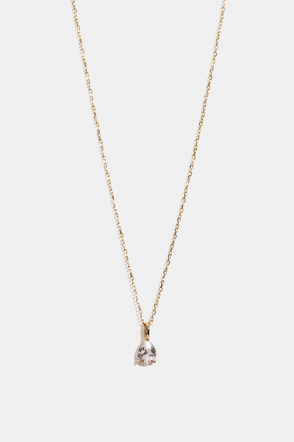Halsband i 18k guldpläterat äkta silver med droppformat Cubic Zirconia-hänge i gruppen Guldpläterat äkta silver / Guldpläterade halsband hos Glitter (554004372002)