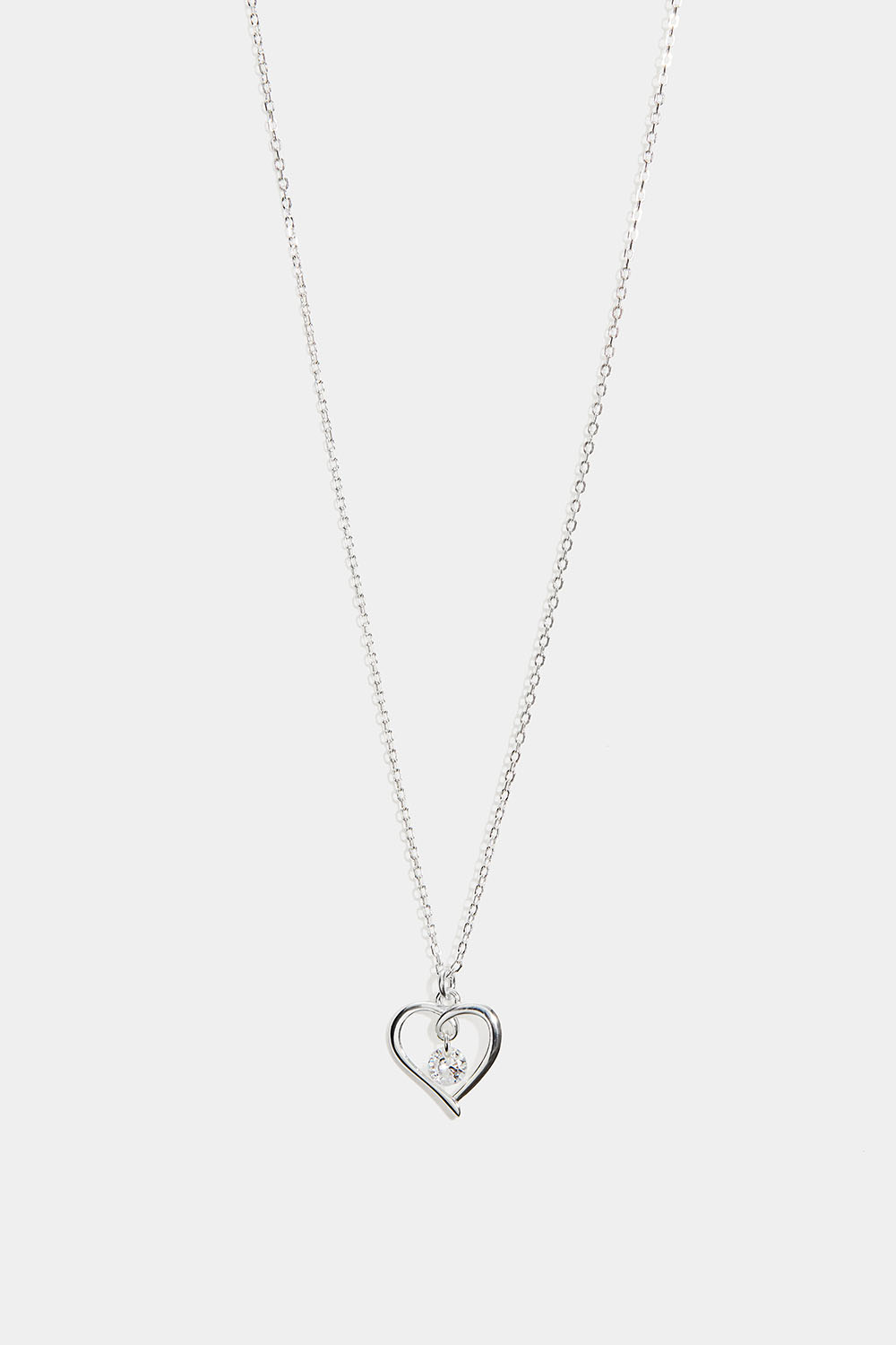 Halsband i äkta silver med hjärthänge och Cubic Zirconia sten i gruppen Äkta silver / Silverhalsband / Halsband i äkta silver med hänge hos Glitter (554004521000)