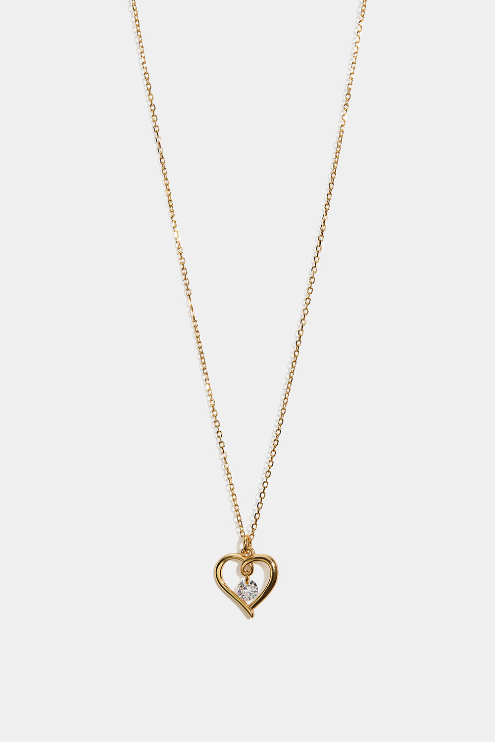 Halsband i 18k guldpläterat äkta silver med hjärthänge och Cubic Zirconia sten i gruppen Guldpläterat äkta silver / Guldpläterade halsband hos Glitter (554004522000)