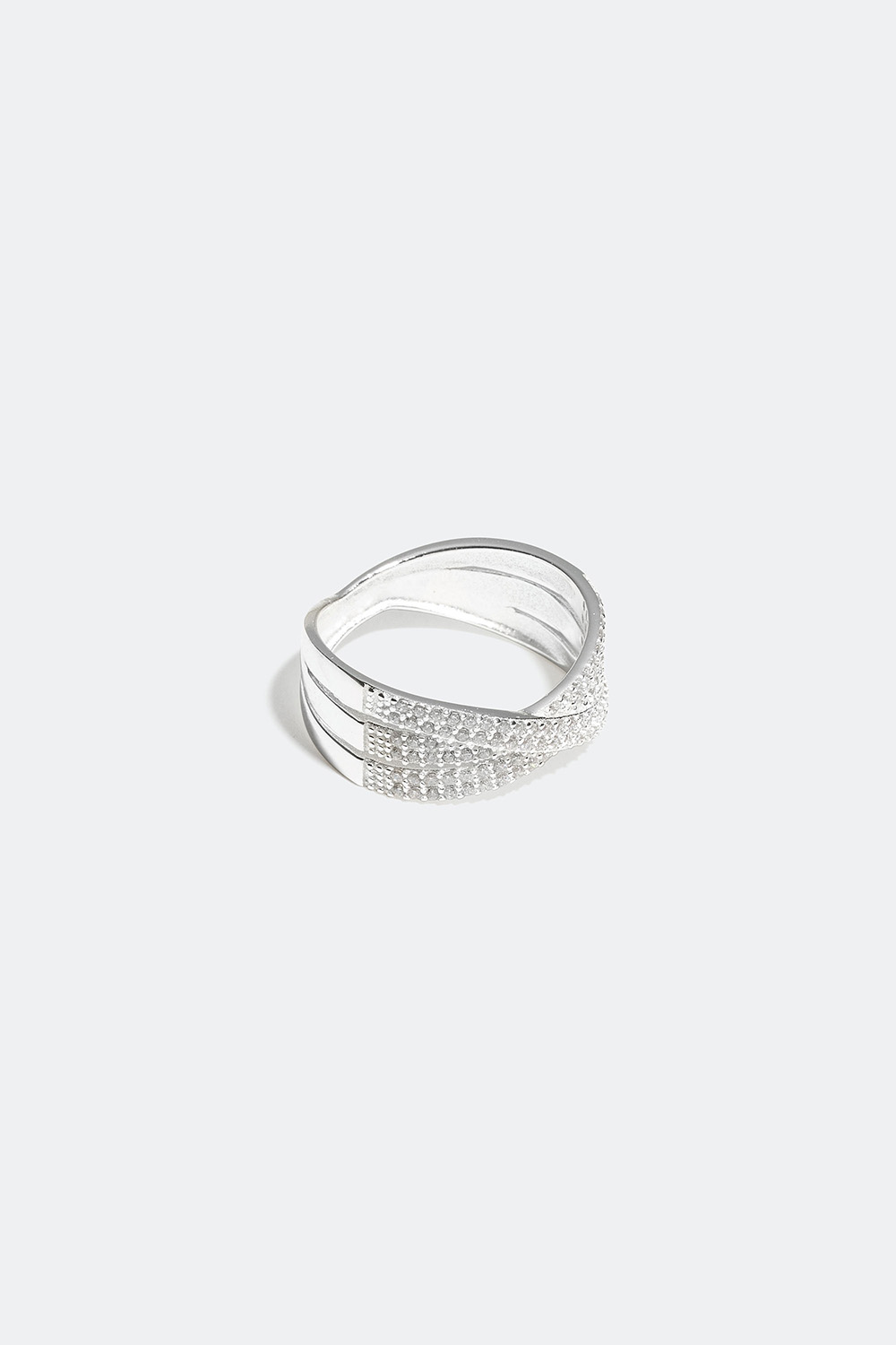Korsad ring i äkta silver med Cubic Zirconia i gruppen Äkta silver / Silverringar / Silver hos Glitter (55600002)