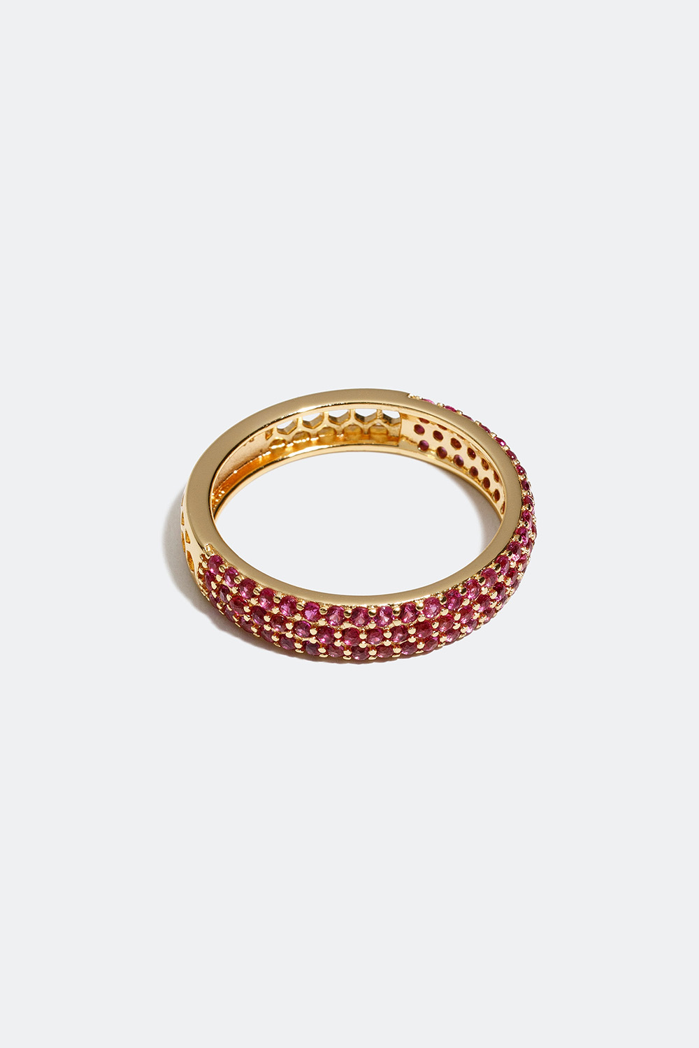 Bred ring med rosa Cubic Zircona förgylld med 18k guld i gruppen 18k Guldpläterat silver / Ringar i 18k guld hos Glitter (556000585)
