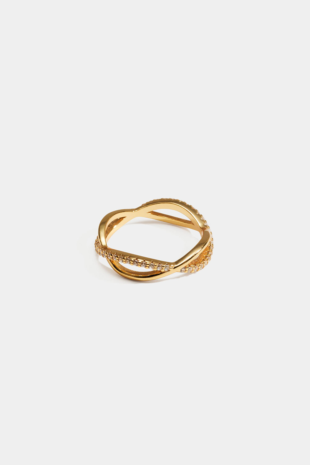 Tvinnad ring i 18k guldpläterat äkta silver med Cubic ziconia i gruppen 18k Guldpläterat silver / Ringar i 18k guld hos Glitter (5560009420)