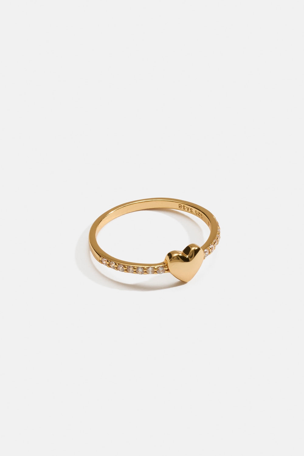 Ring i 18k guldpläterat äkta silver med litet hjärta och Cubic Zirconia i gruppen Store week / 2534 hos Glitter (5560009620)