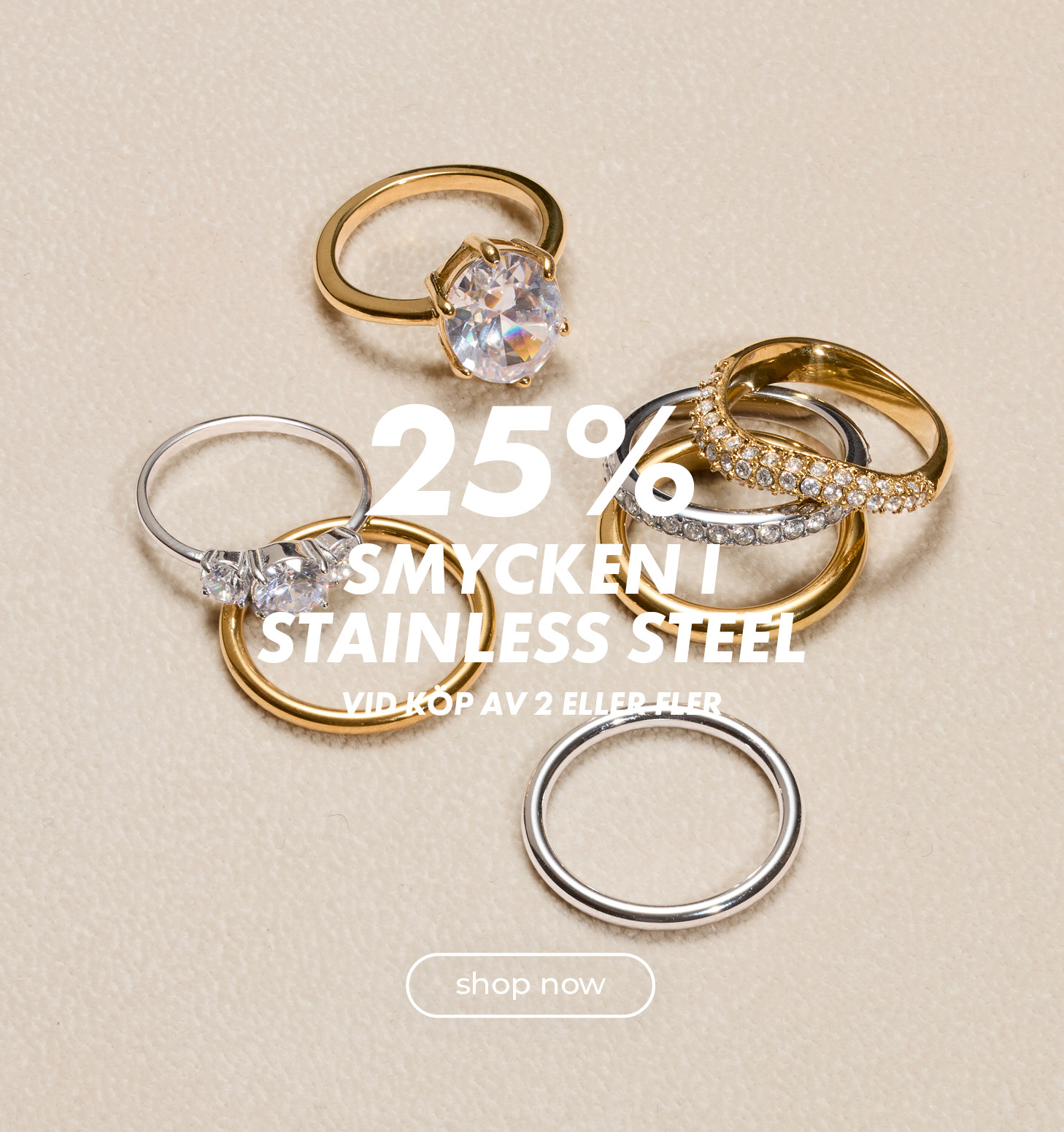 25% smycken i stainless steel- vid köp av två eller fler