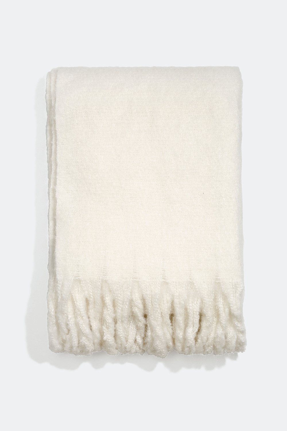 Borstad vit halsduk med fransar