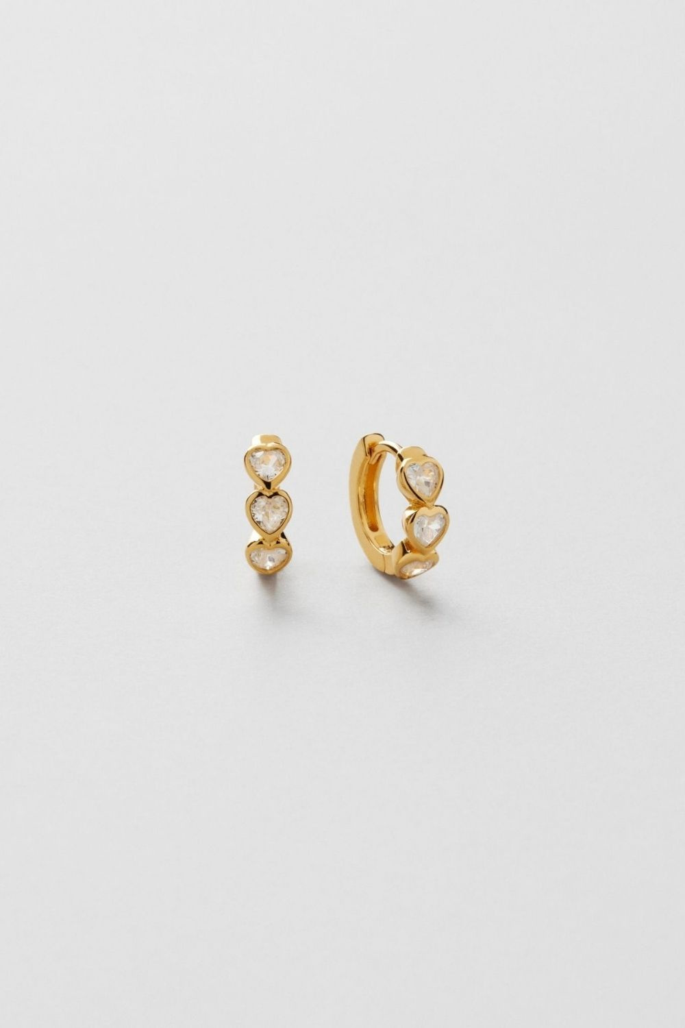 Bezel Heart Hoops 18k Gold Plated