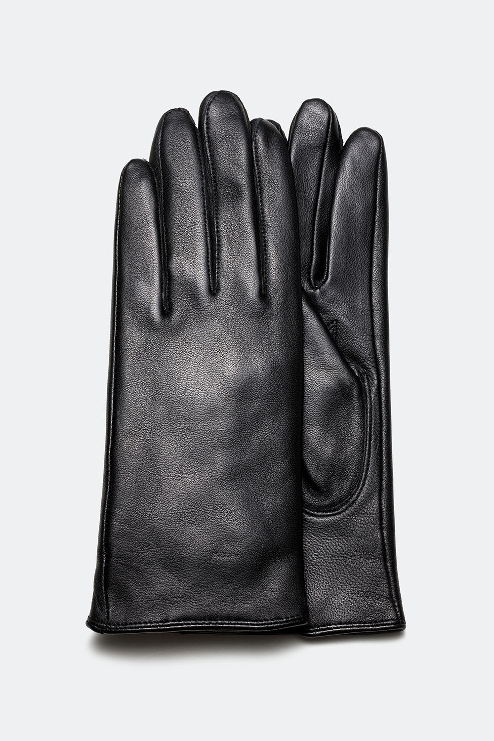 Svarta skinnhandskar med slits