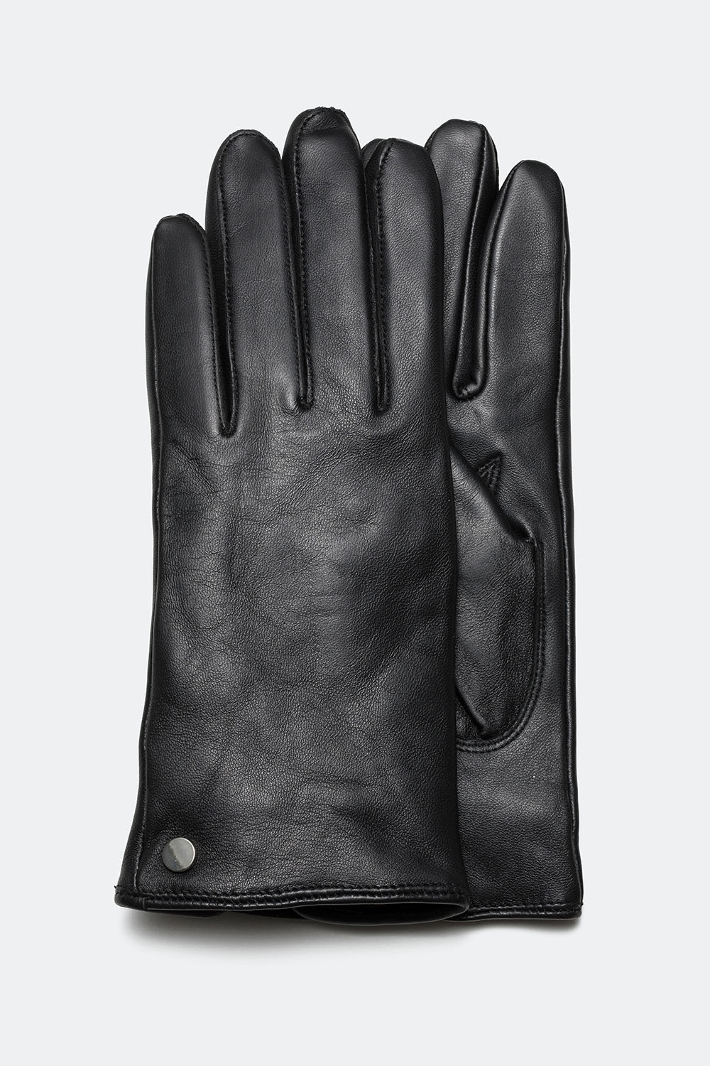 Svarta skinnhandskar med rund nit