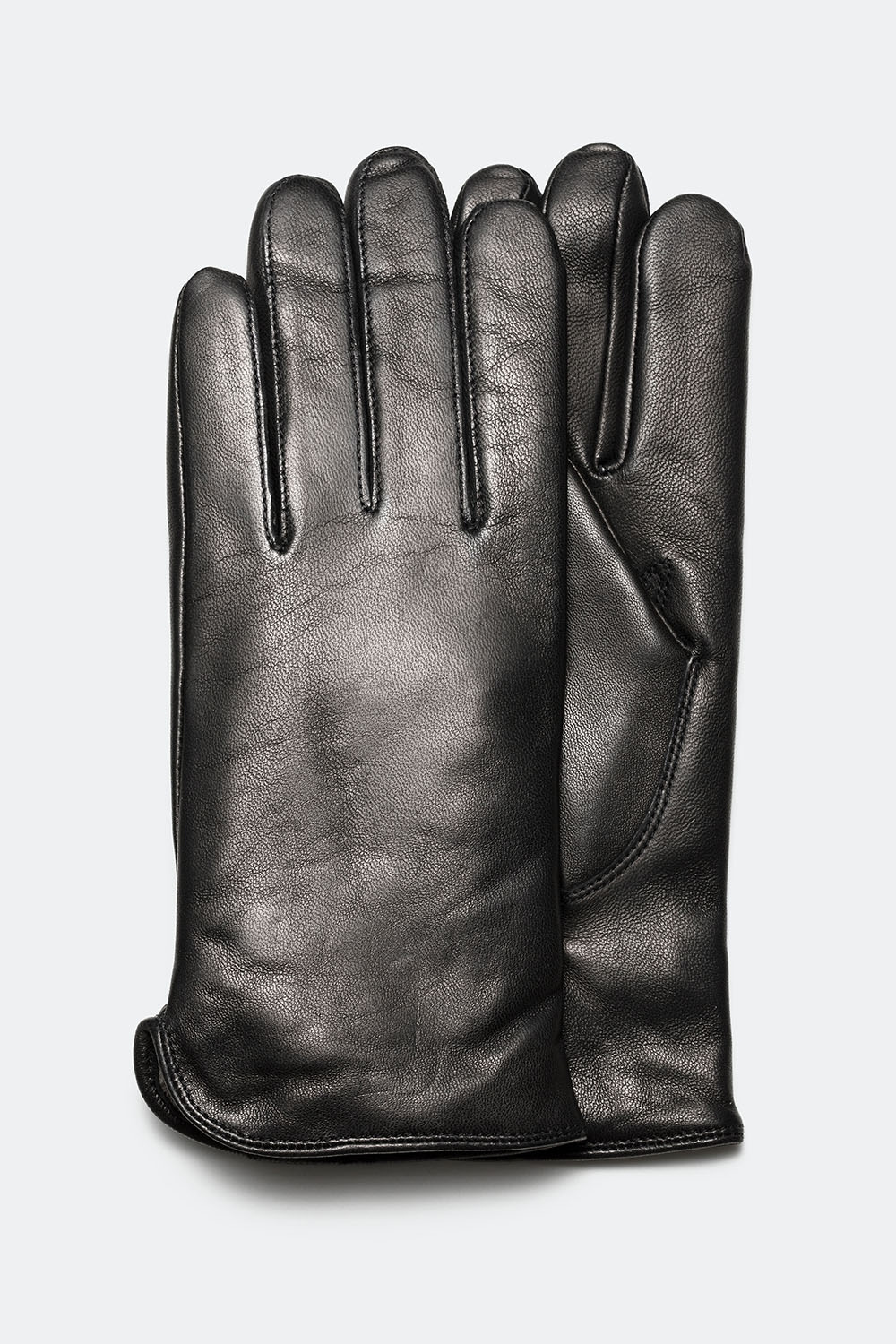Svarta skinnhanskar med slits på sidan