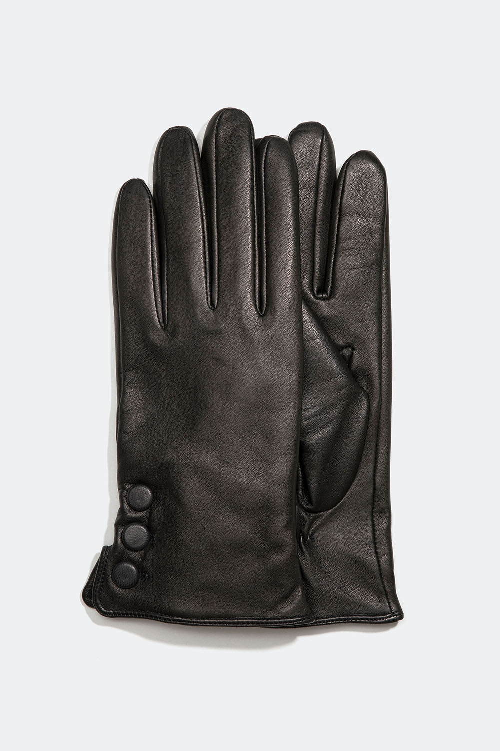 Svarta skinnhandskar med dekorativa knappar