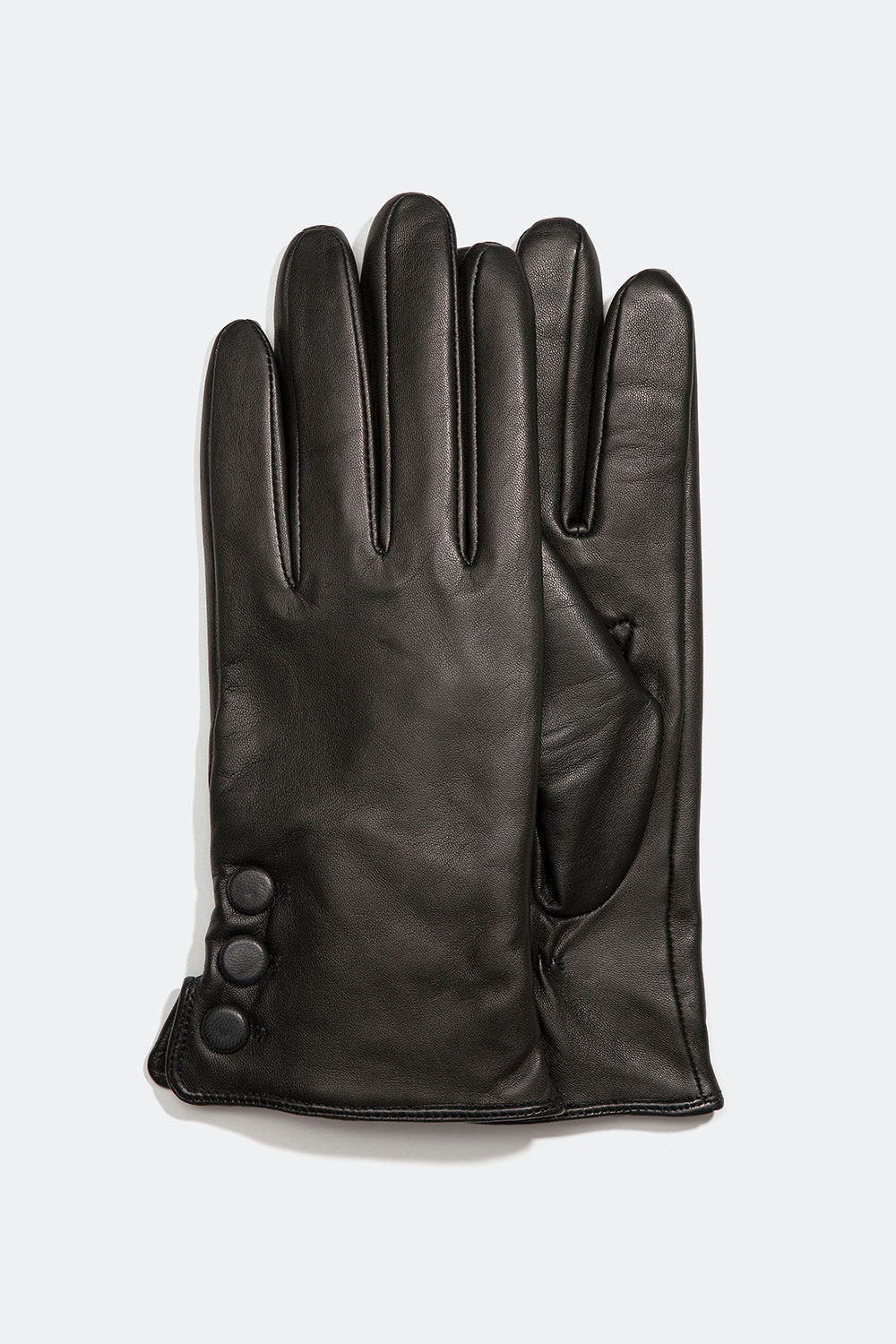 Svarta skinnhandskar med dekorativa knappar