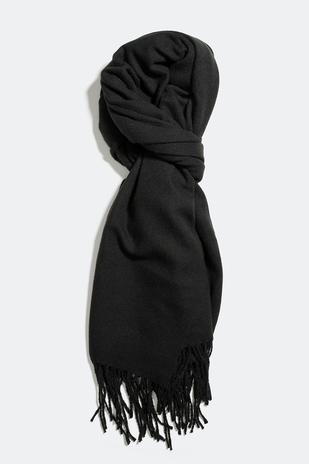 Svart halsduk med fransar