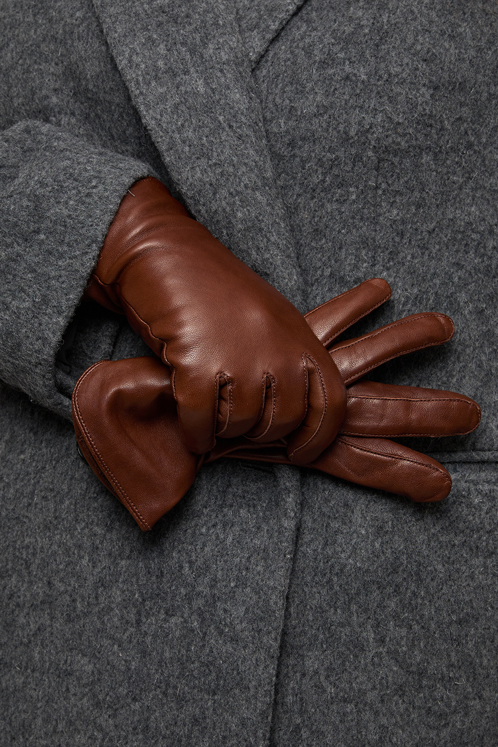 Bruna skinnhandskar med ullmixfoder