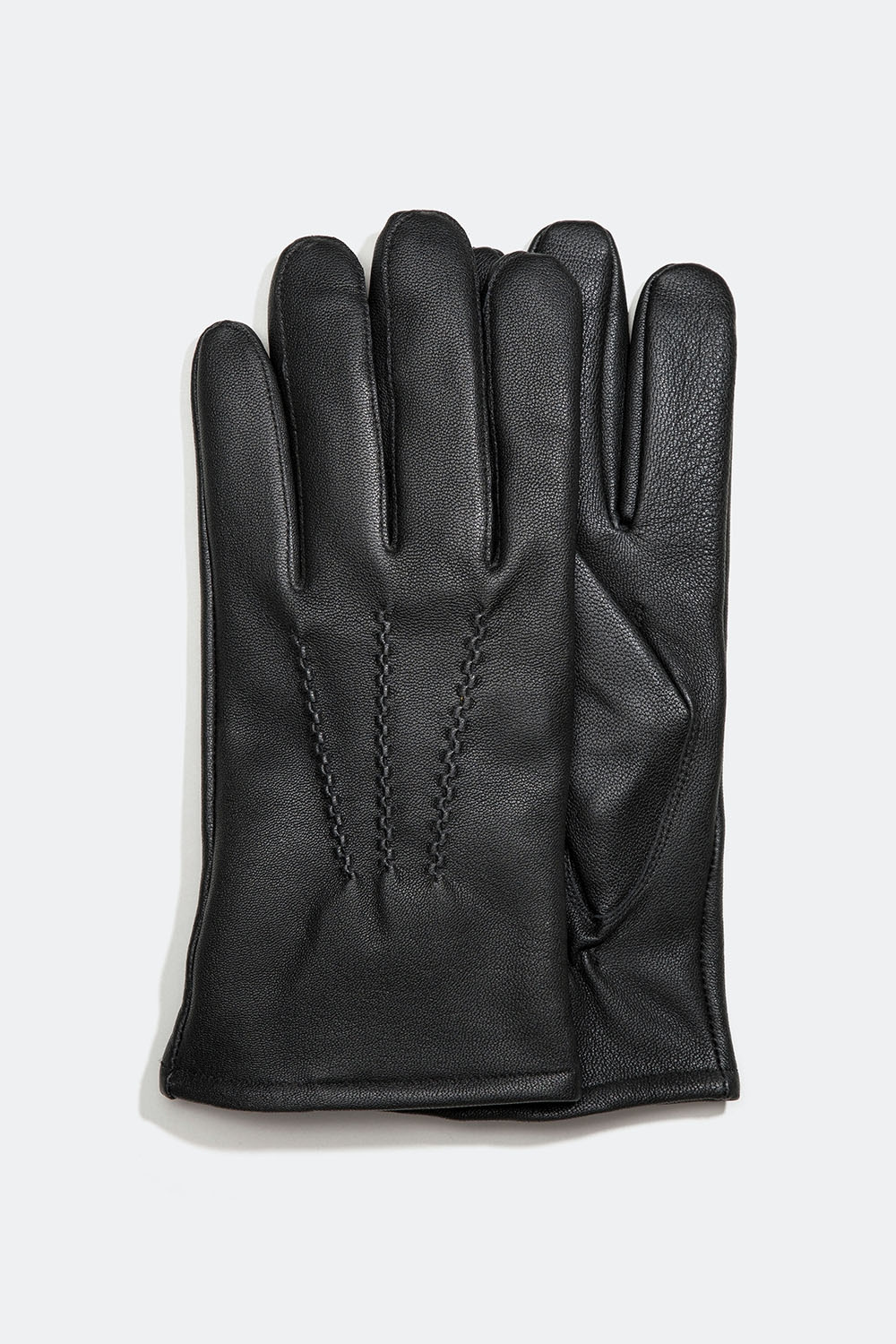 Svarta skinnhandskar för herr med dekorativ söm