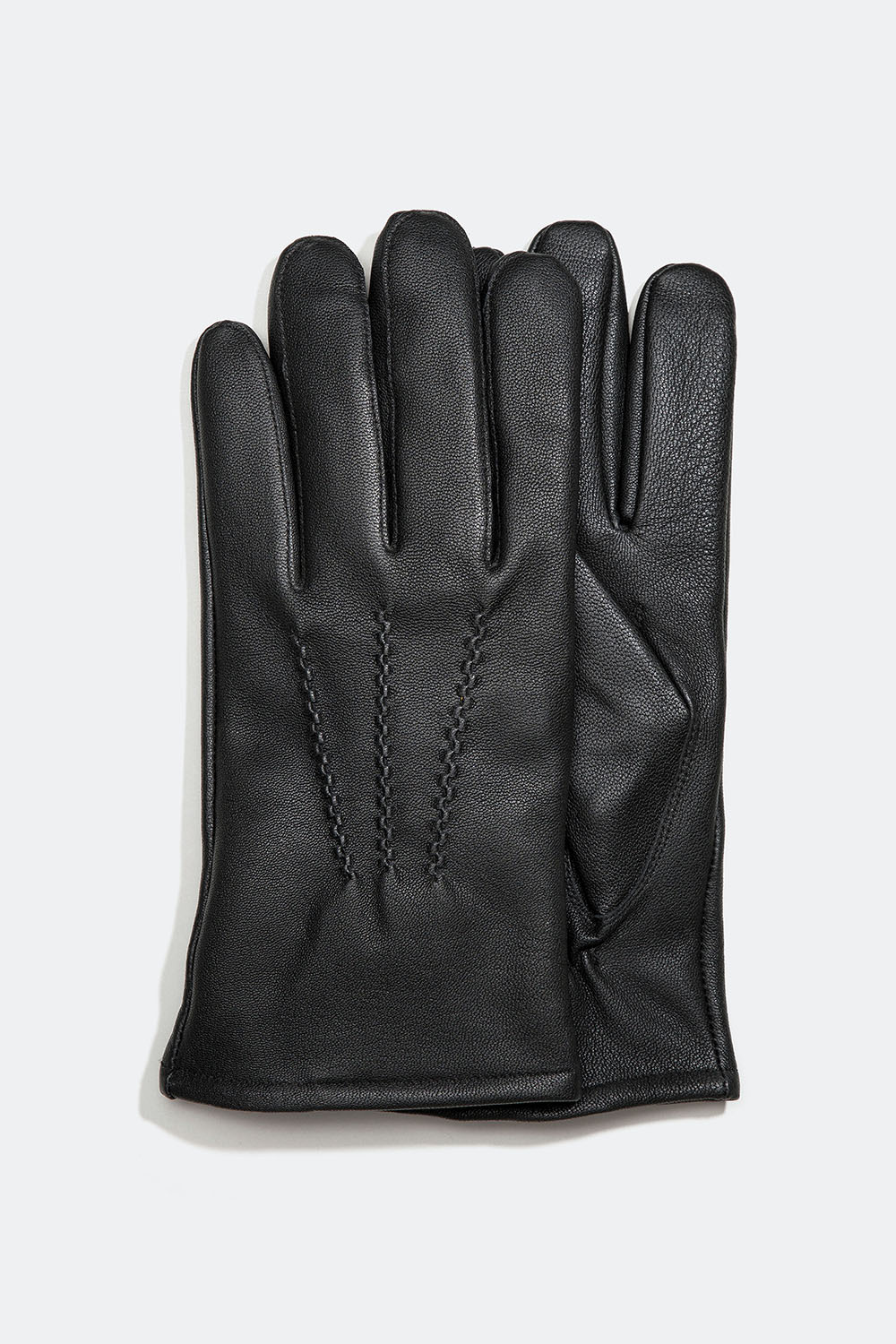 Svarta skinnhandskar för herr med dekorativ söm