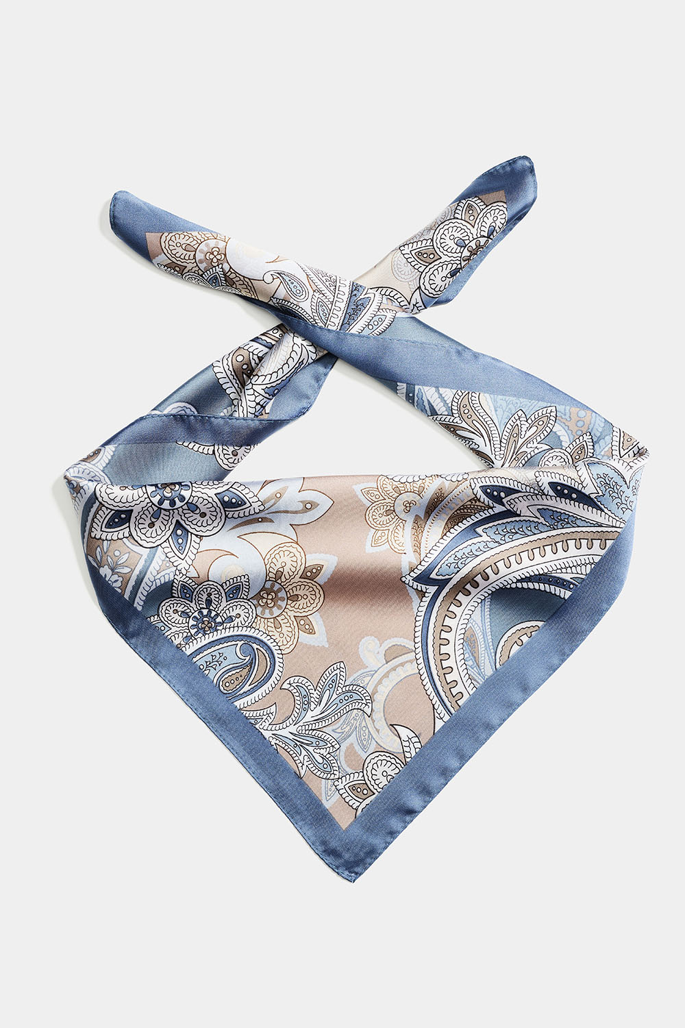 Blå satinscarf med paisleymönster