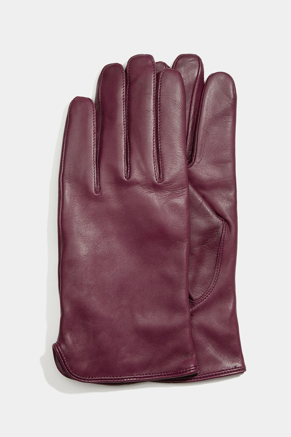 Vinröda skinnhanskar med slits på sidan