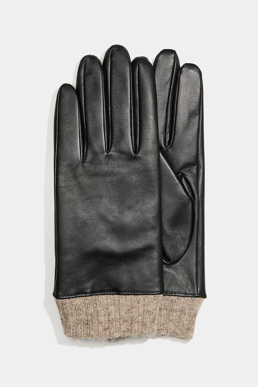 Skinnhandskar med ribbstickad kant