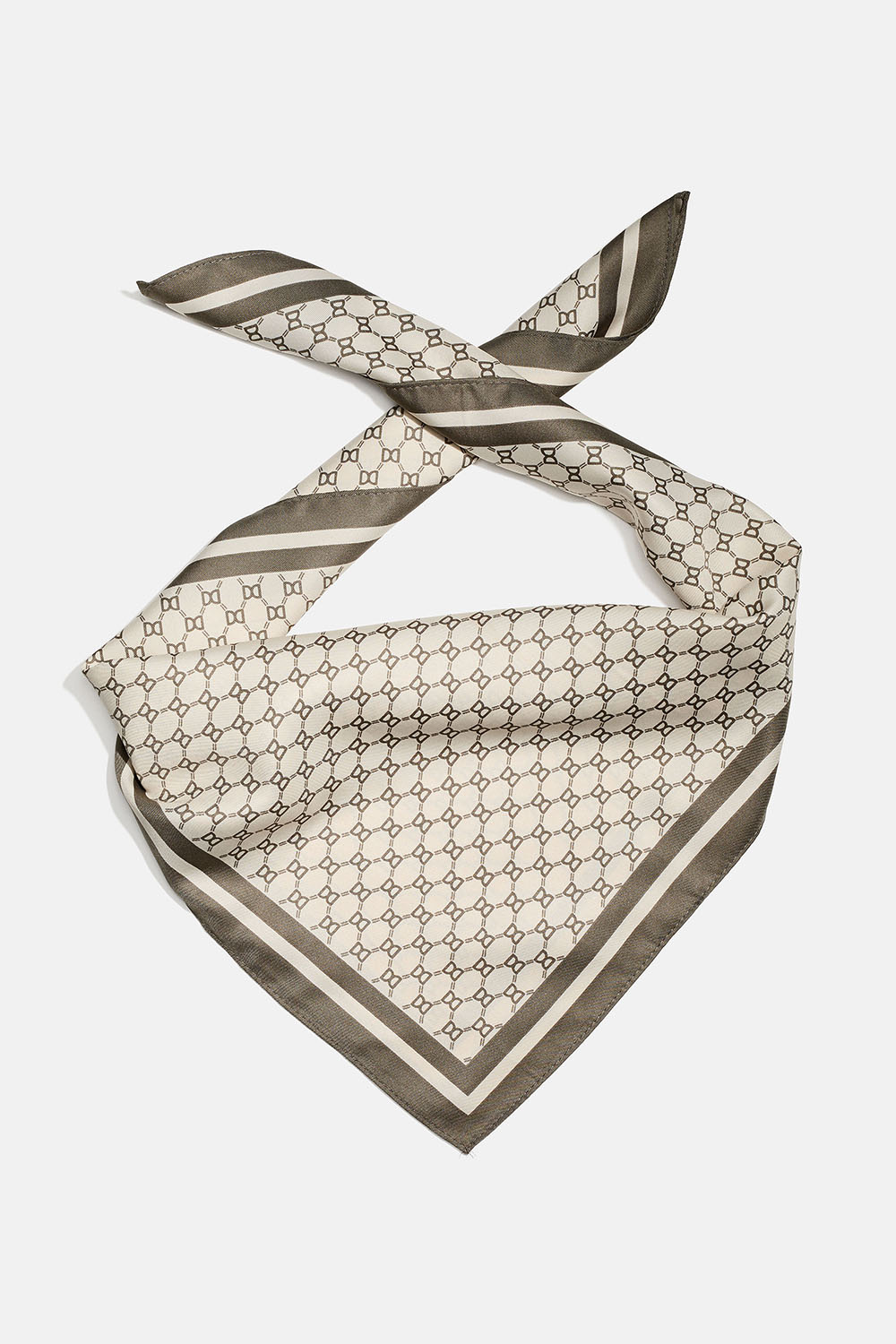 Vit och grön scarf i sidenimitation med DD mönster