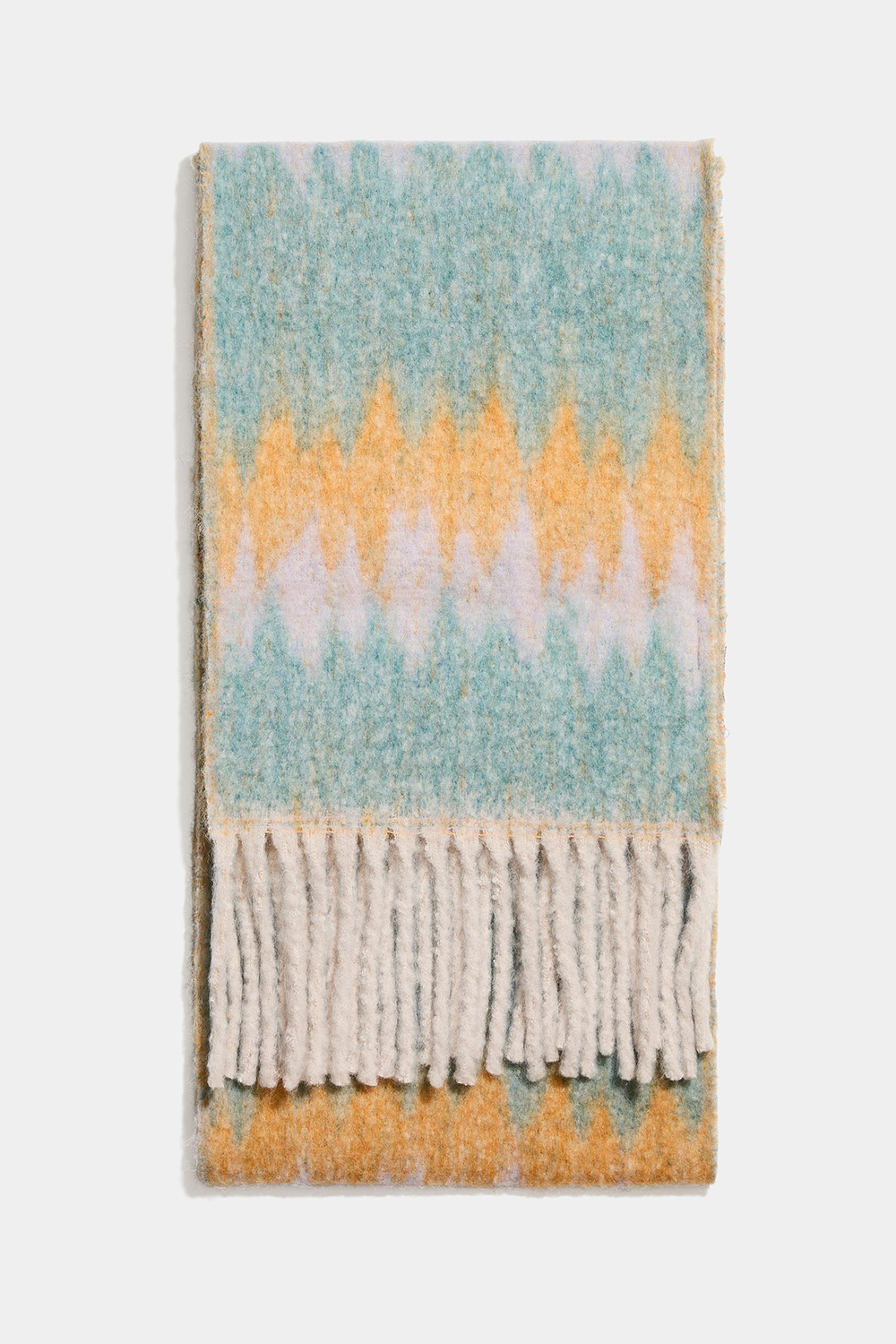 Halsduk med zig-zag mönster i turkos och orange