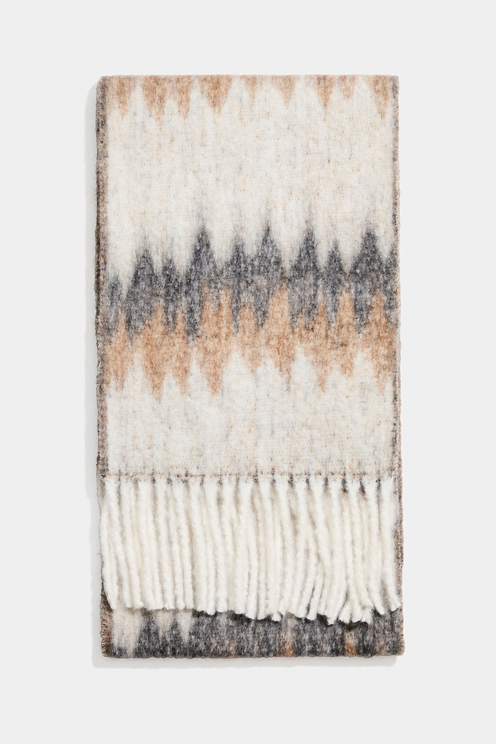 Halsduk med zig-zag mönster i brun och beige