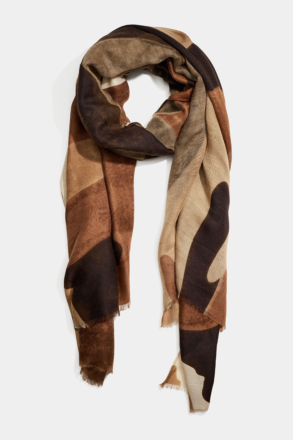 Stor scarf med mönster i bruna nyanser