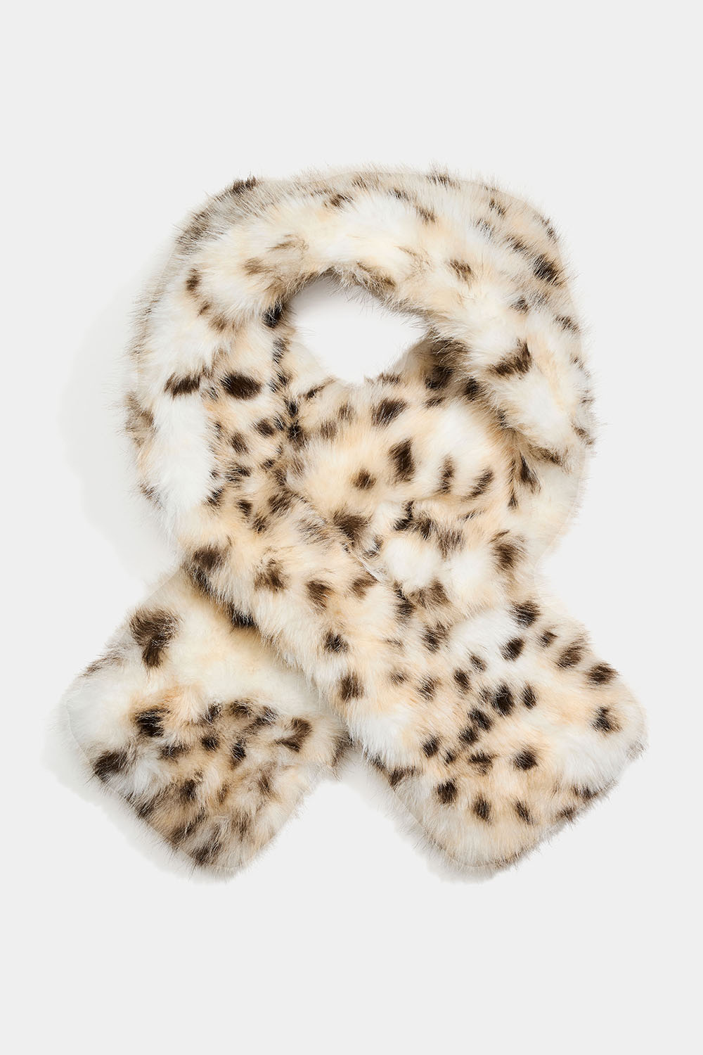 Leopardmönstrad halsduk i fuskpäls
