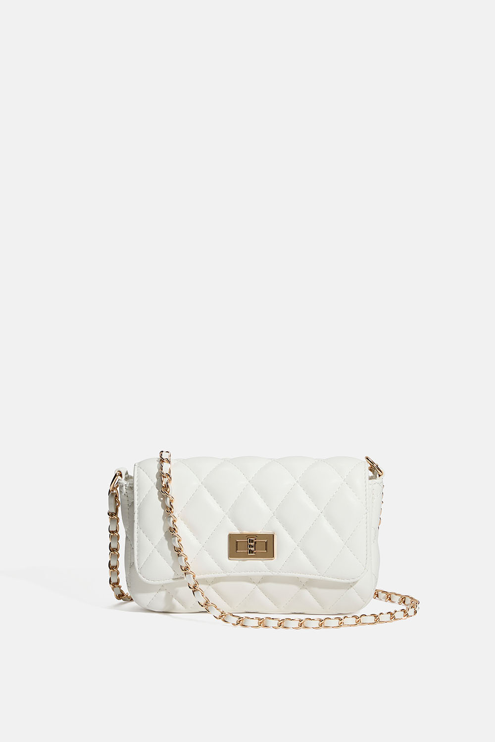 Vit quiltad axelremsväska