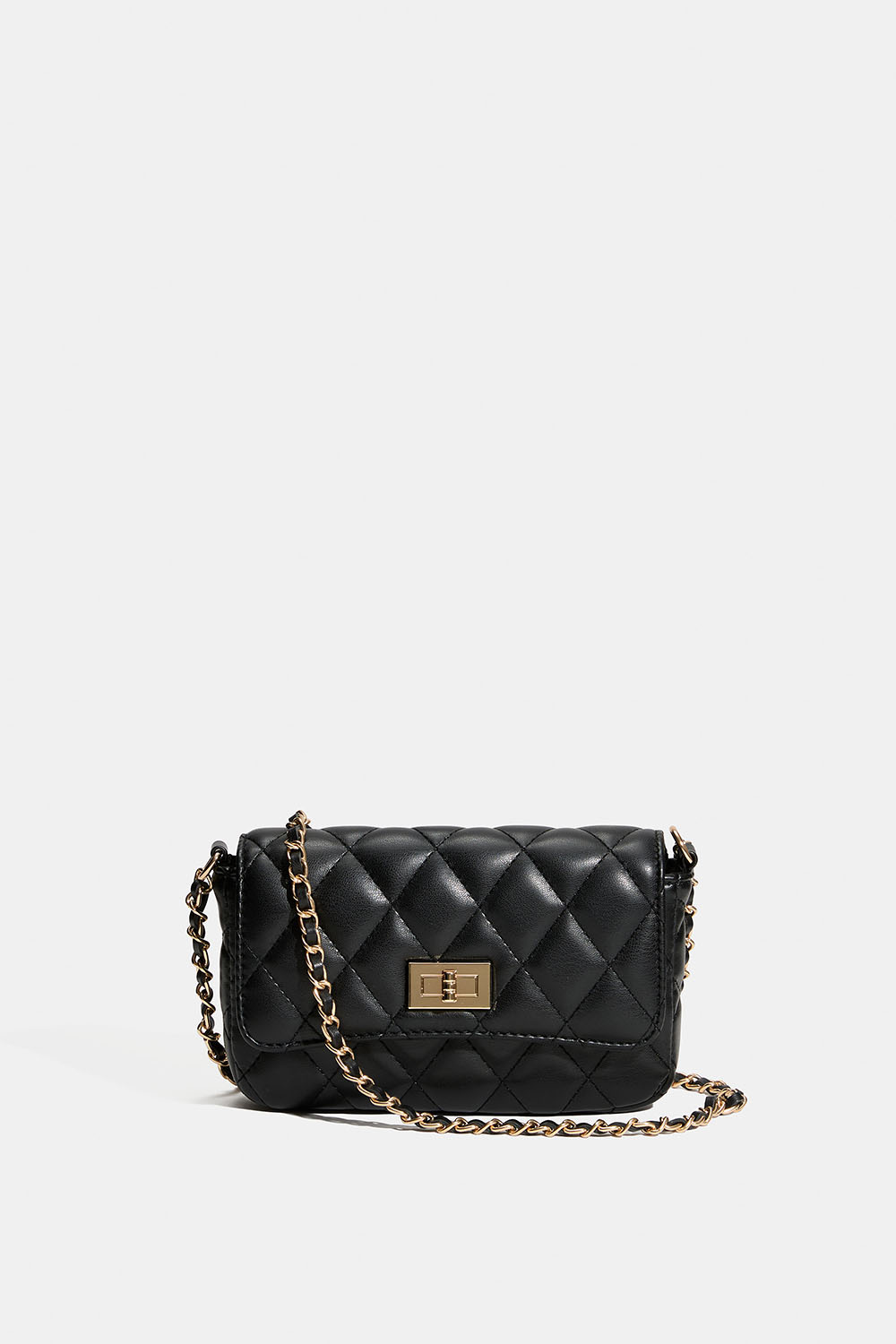 Svart quiltad axelremsväska