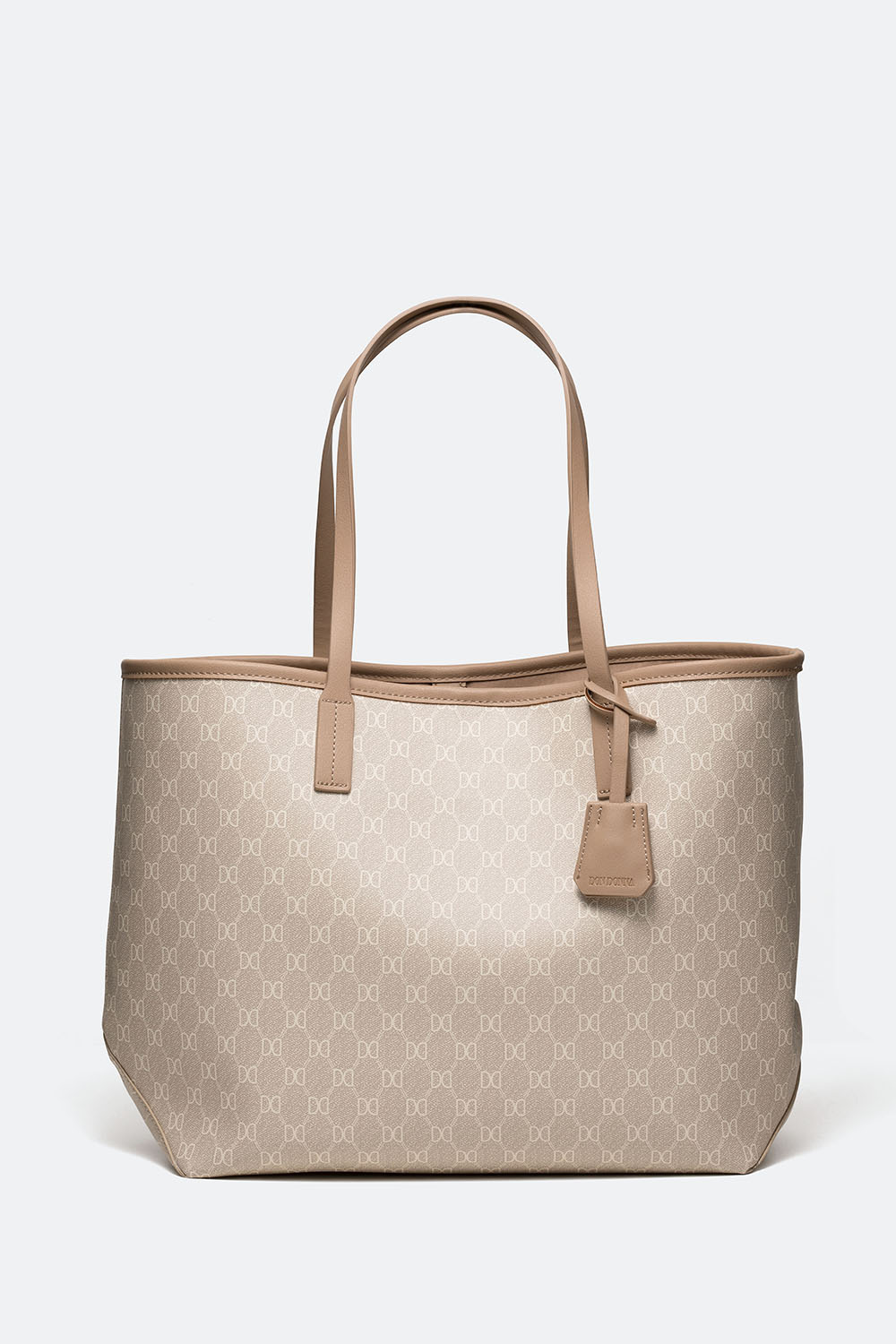 Ljusbeige mönstrad tote bag