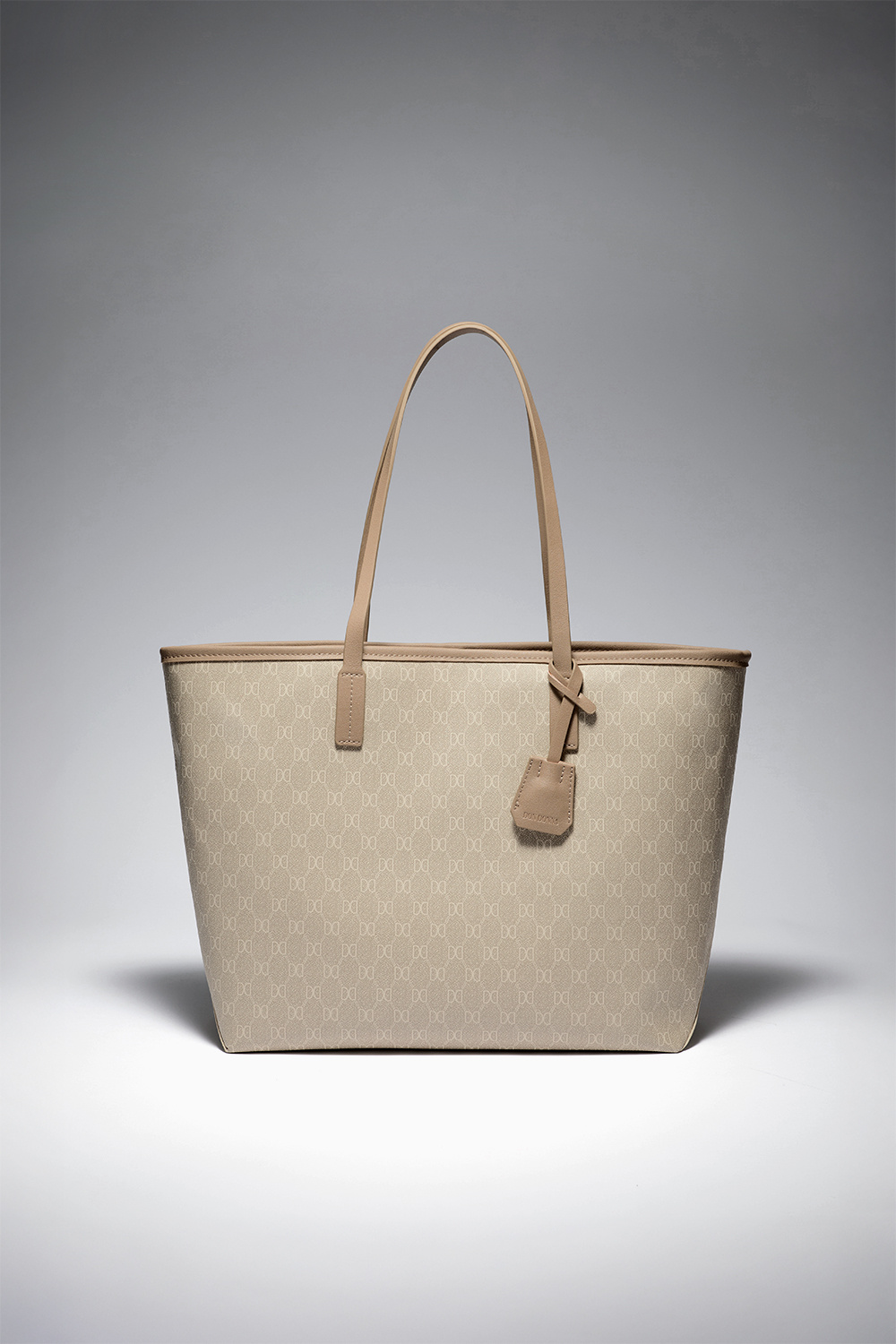 Ljusbeige mönstrad tote bag