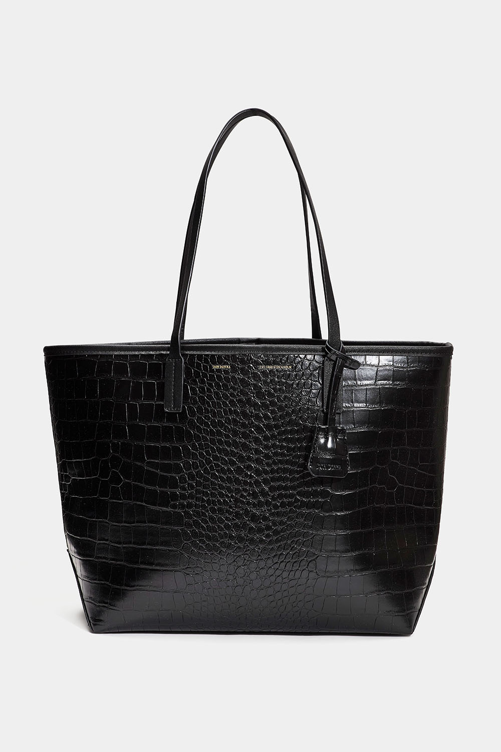 Svart krokodilmönstrad tote bag