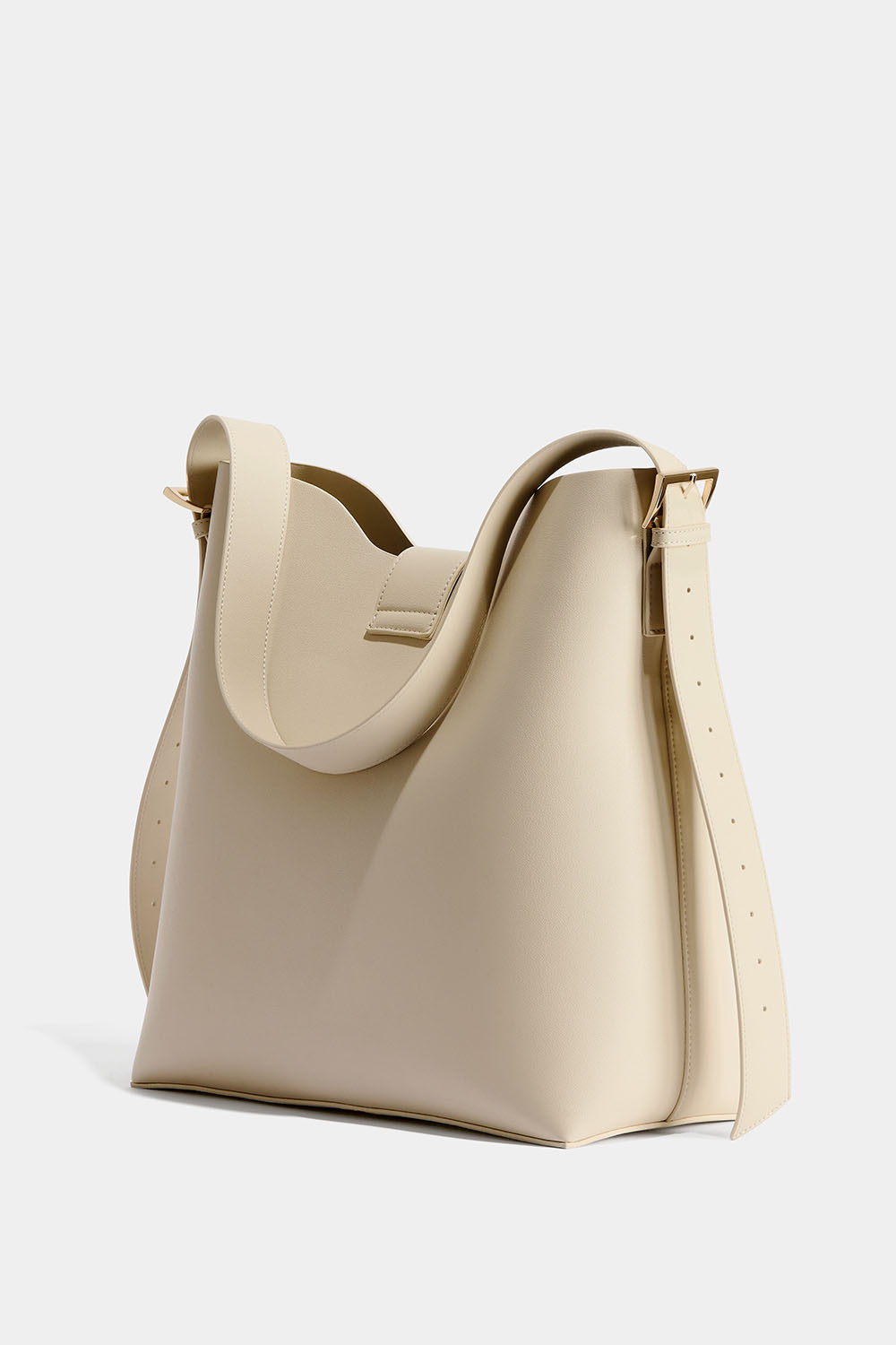 Stor off-white väska med justerbar axelrem