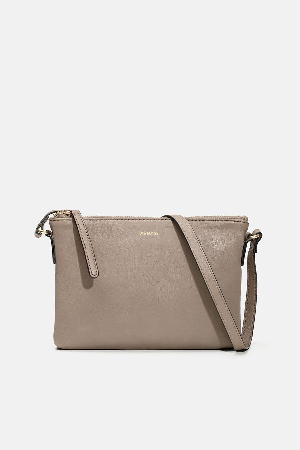 Taupe färgad crossbody väska i läder