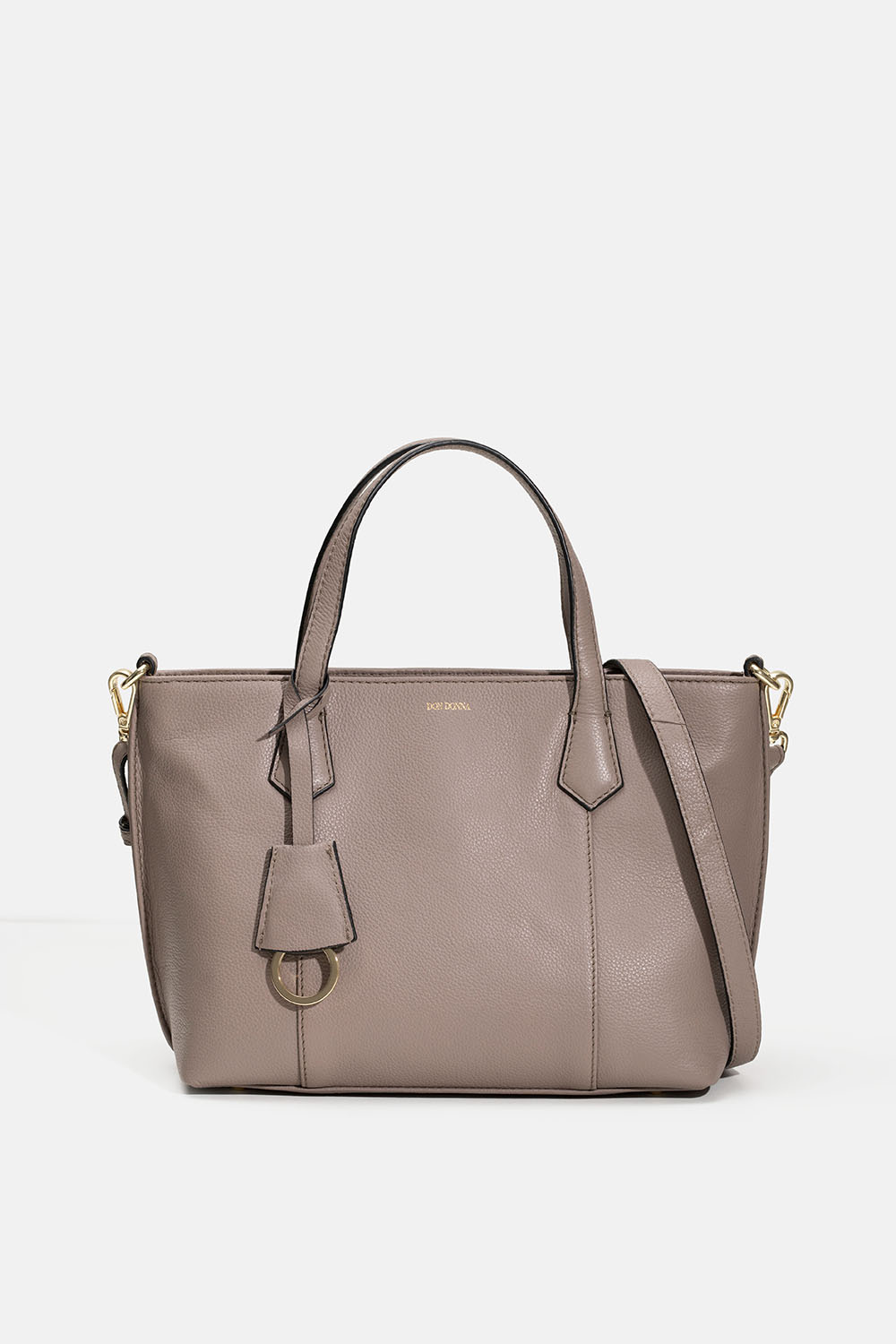 Liten taupe färgad tote bag i läder