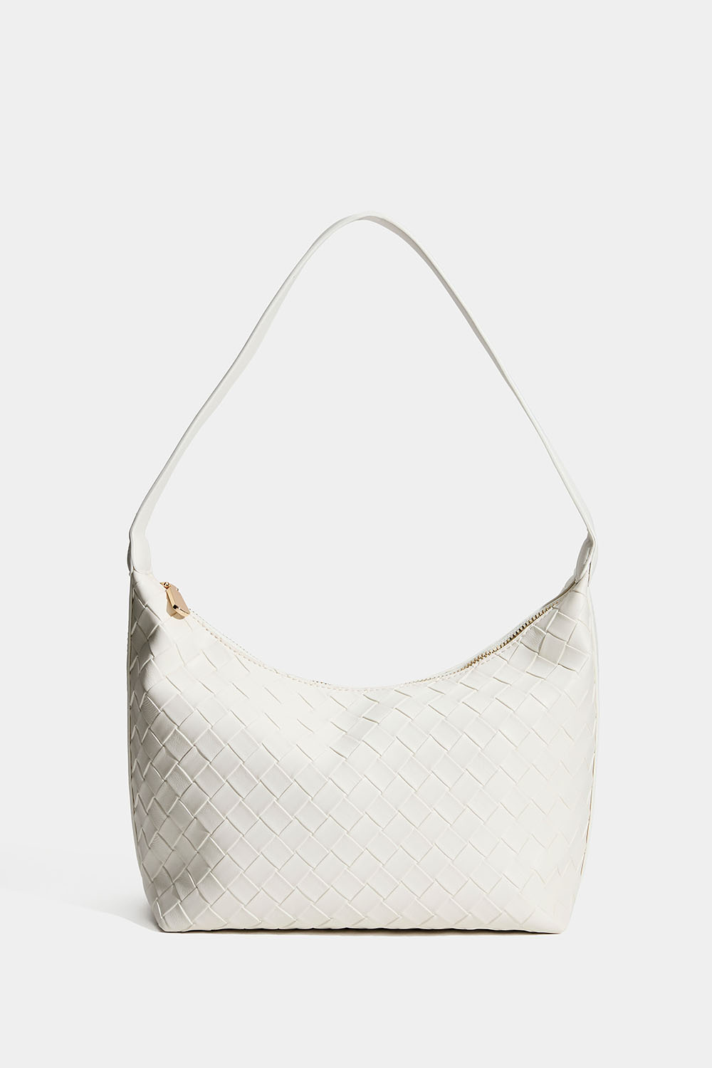 Vit handväska med flätad textur