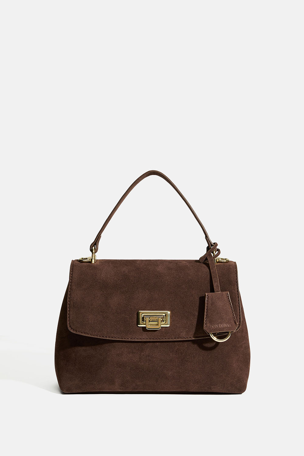 Väska med topphandtag i brun mockaimitaion