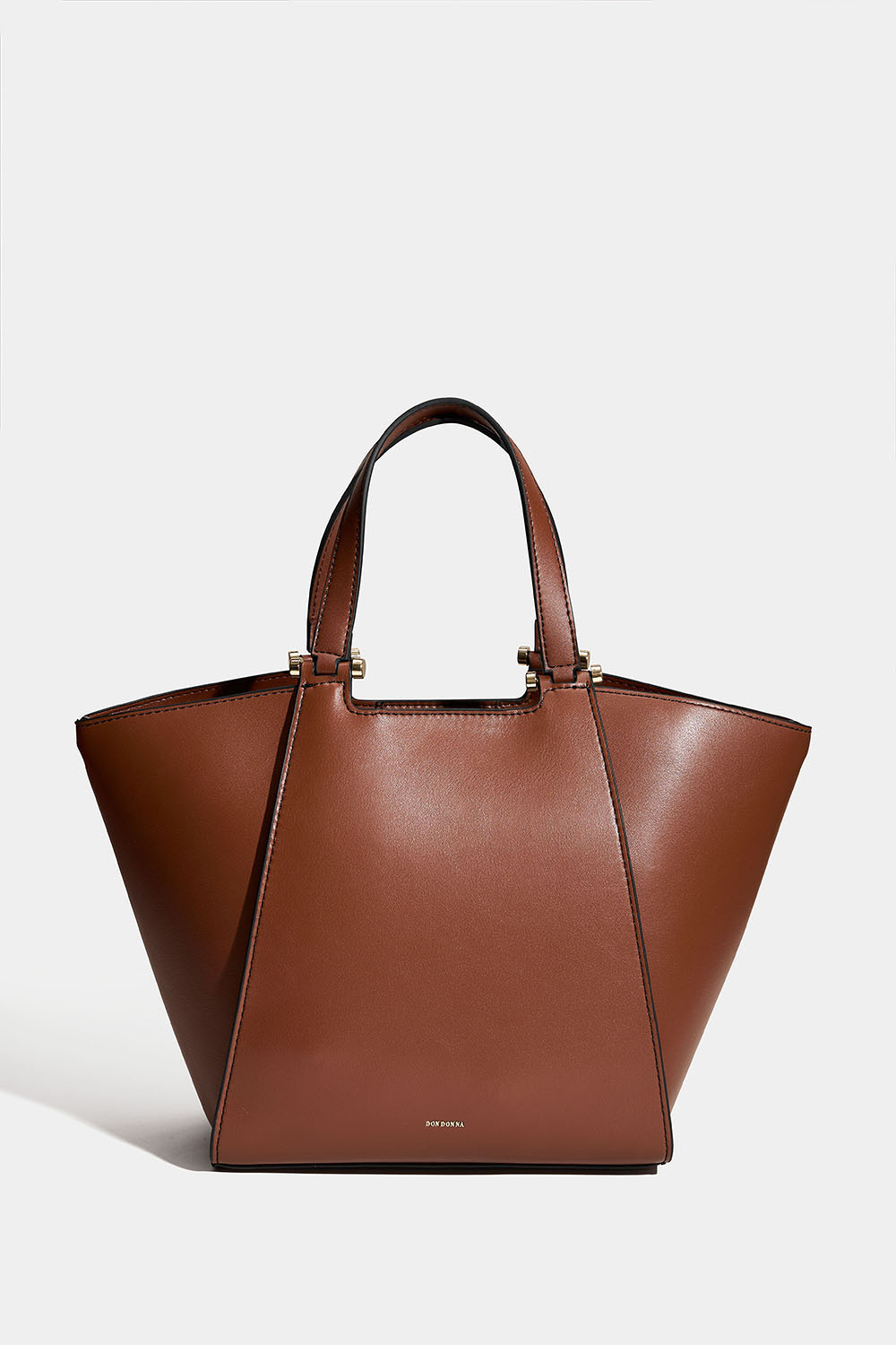 Liten brun tote bag med dubbel axelrem